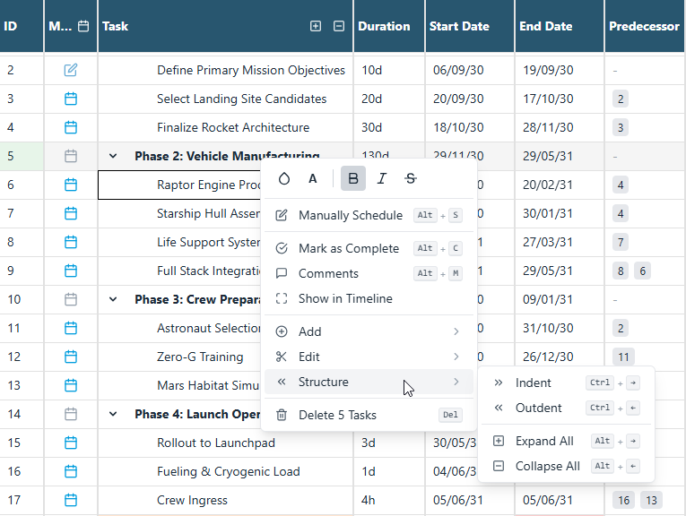 Spreadsheet-like grid interface